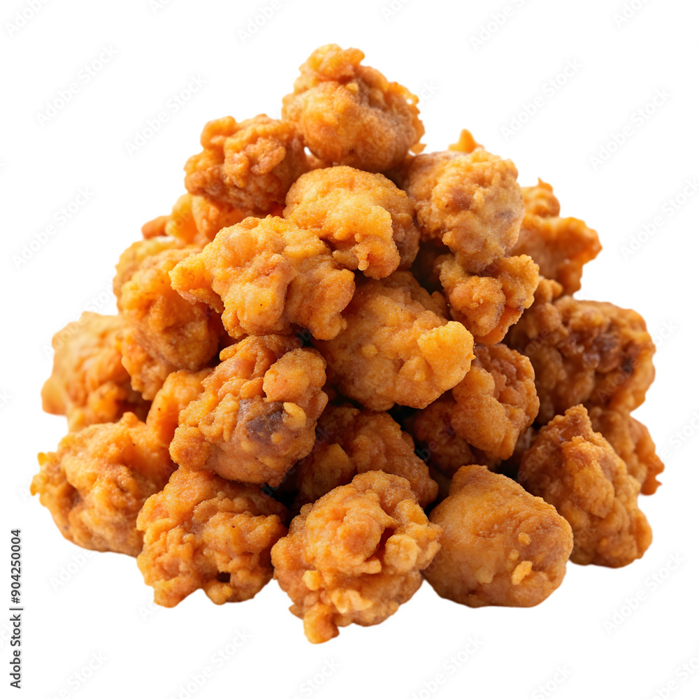 Pile fried popcorn chicken Isolated on white background Pile fried popcorn chicken Isolated on white background