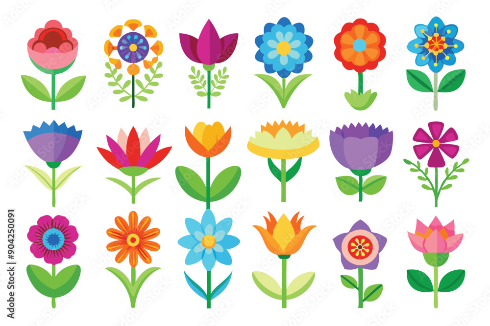 Obraz premium A Colorful Collection of Geometrically Designed Flowers