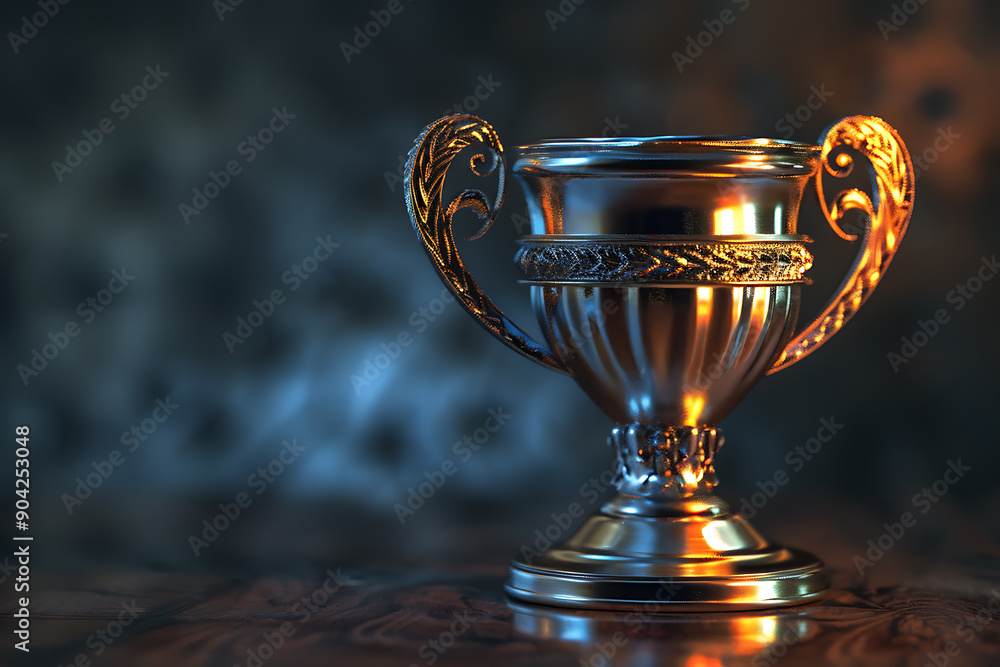 A victory concept, featuring a trophy cup as the central element. This design emphasizes triumph and achievement, making it perfect for award ceremonies, recognition events, and celebratory occasions. A victory concept, featuring a trophy cup as the central element. This design emphasizes triumph and achievement, making it perfect for award ceremonies, recognition events, and celebratory occasions.