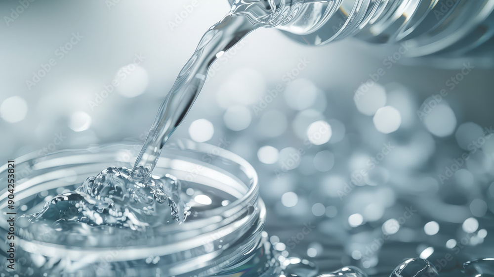 Water being poured from a bottle into a glass under soft lighting, creating soothing, rippling patterns in the liquid. Water being poured from a bottle into a glass under soft lighting, creating soothing, rippling patterns in the liquid.