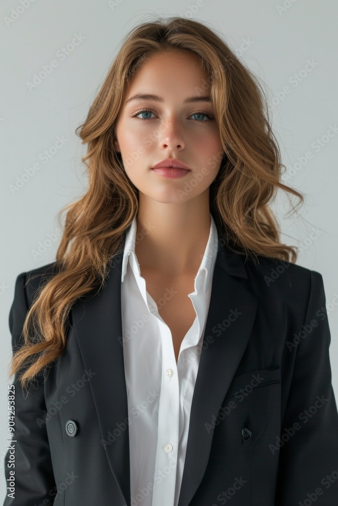 A businesswoman wearing formal suit isolated created with Generative AI A businesswoman wearing formal suit isolated created with Generative AI