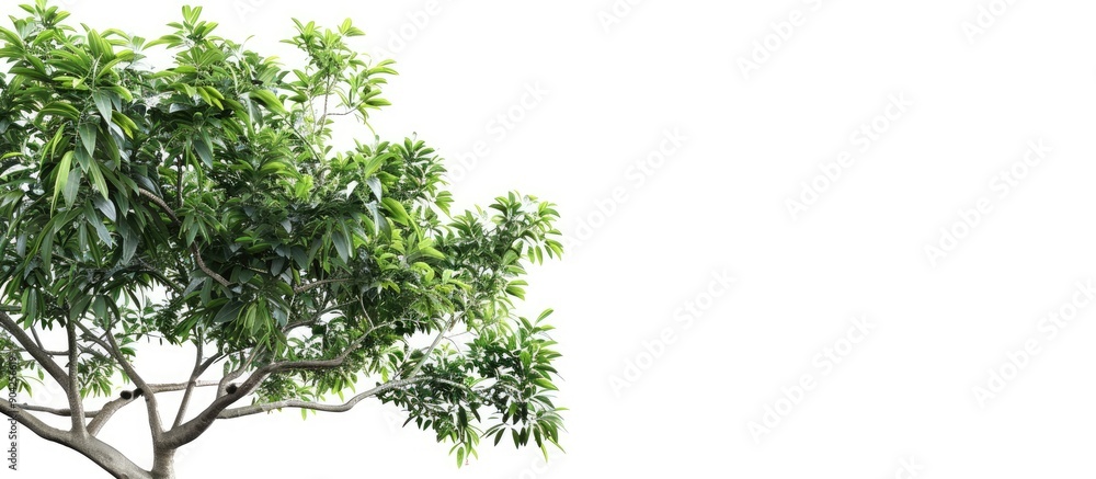 A tropical tree with leafy branches on a white isolated backdrop ideal for a copy space image A tropical tree with leafy branches on a white isolated backdrop ideal for a copy space image
