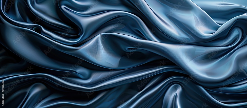 Stylish silk fabric with a luxurious slate blue color and elegant folds on a copy space image Stylish silk fabric with a luxurious slate blue color and elegant folds on a copy space image