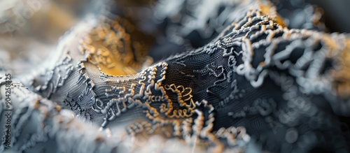 Detailed close up image showing the textured surface of textile fabric showcasing its intricate patterns with copy space image photo