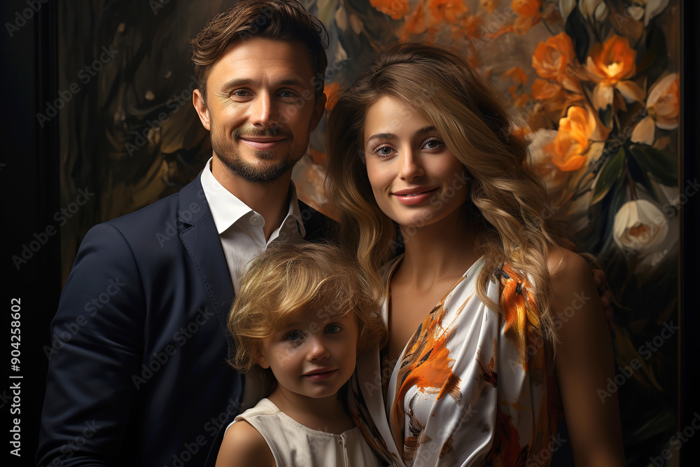 Family portrait of a husband, wife and their little daughter Family portrait of a husband, wife and their little daughter