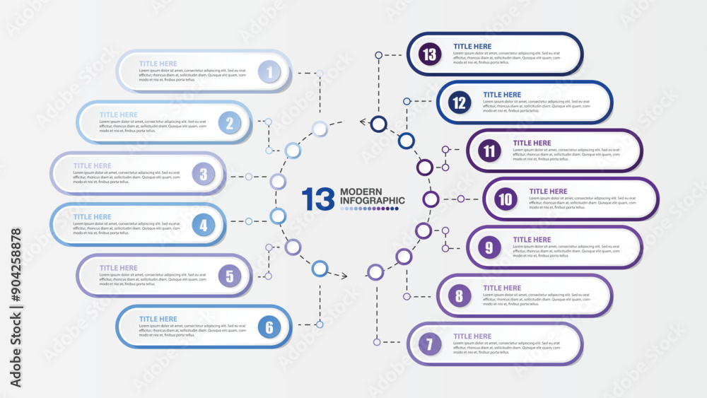 Blue tone infographic with 13 steps, process or options. Blue tone infographic with 13 steps, process or options.