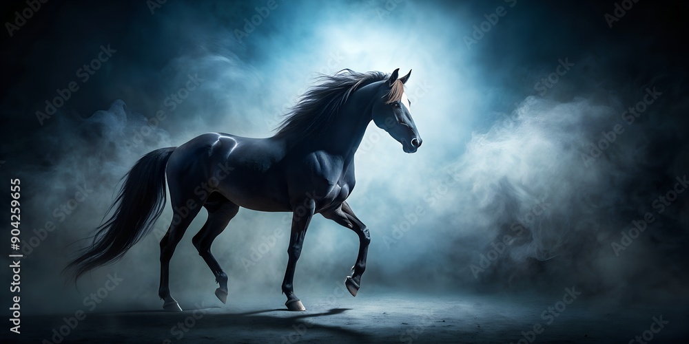 Majestic horse silhouette on dark background with subtle texture AI-Generated Content, outline, majestic Majestic horse silhouette on dark background with subtle texture AI-Generated Content, outline, majestic