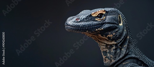 Asian water monitor lizard portrait with copy space image available photo