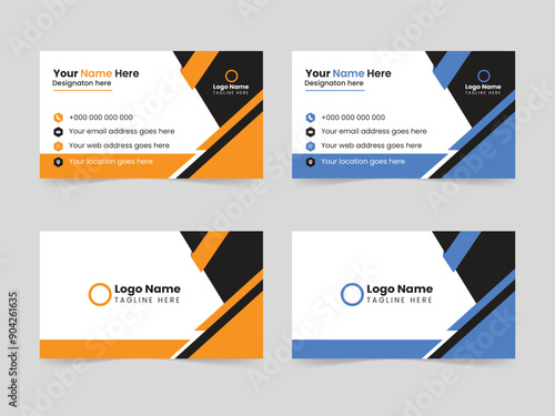 Double-sided modern business card template vector or creative colorful visiting card 