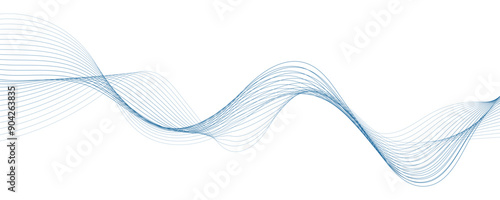 Abstract blue wavy lines. Vector background.