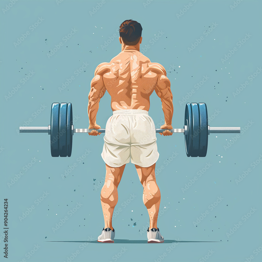 Fototapeta premium A weightlifter is performing a snatch.