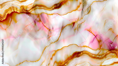 Elegant marble background with pink and gold veins