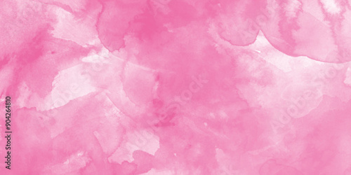 pink watercolor technique on watercolor paper with stains and splashes, Pastel color grainy gradient background with watercolor, Digital art painting on paper with splashes.