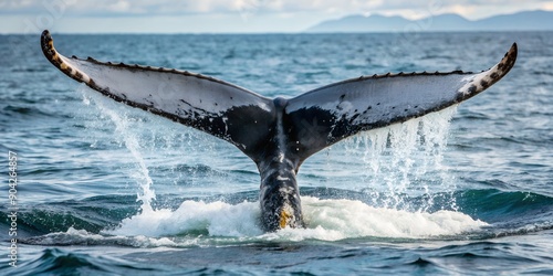 Humpback Whale Tail Fluke Peduncle Throw Generative AI photo