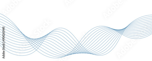 Abstract blue wavy lines. Vector background.