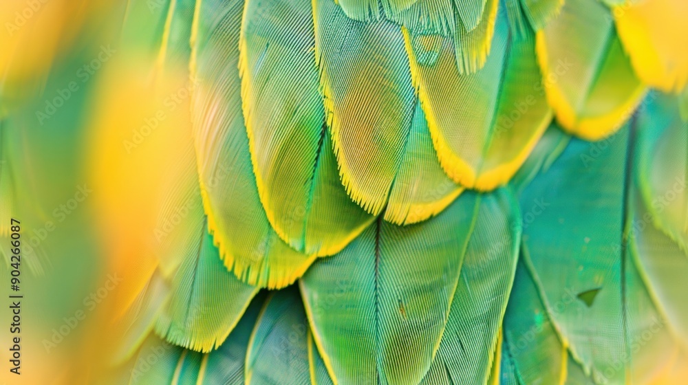 Obraz premium Abstract Green and Yellow Feather Texture.