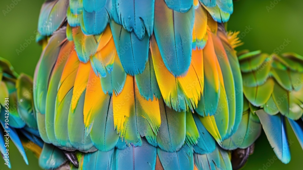 Obraz premium Colorful Parrot Feathers Close Up.
