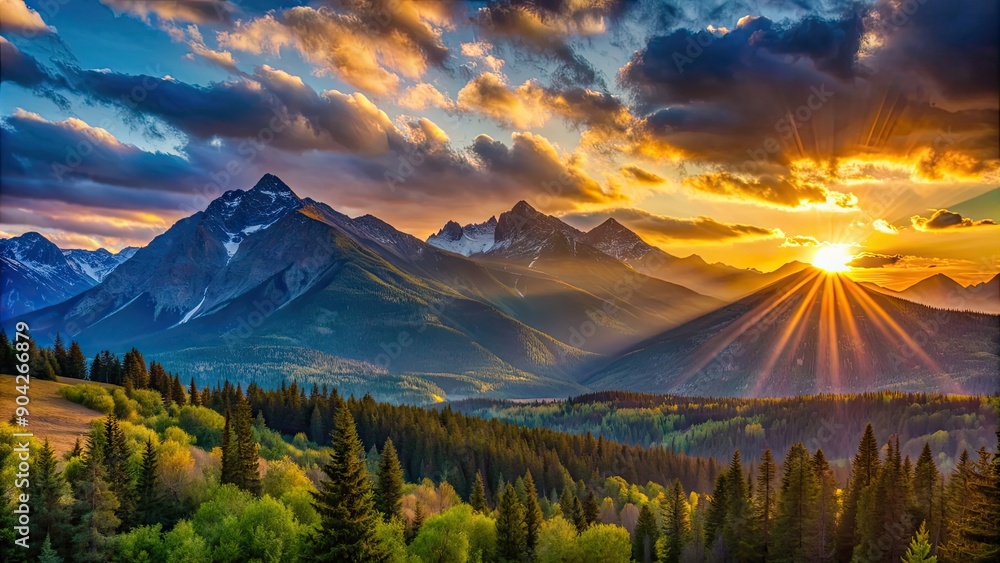 Transition from day to night as the sun sets over the majestic mountains , sunset, dusk, twilight, evening, landscape, nature Transition from day to night as the sun sets over the majestic mountains , sunset, dusk, twilight, evening, landscape, nature