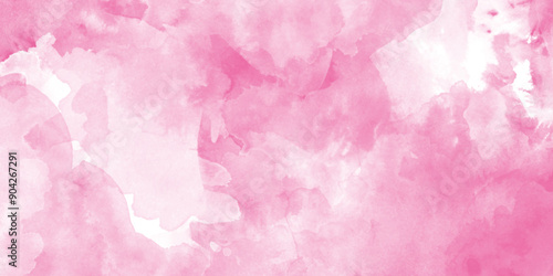 pink watercolor technique on watercolor paper with stains and splashes, Pastel color grainy gradient background with watercolor, Digital art painting on paper with splashes.