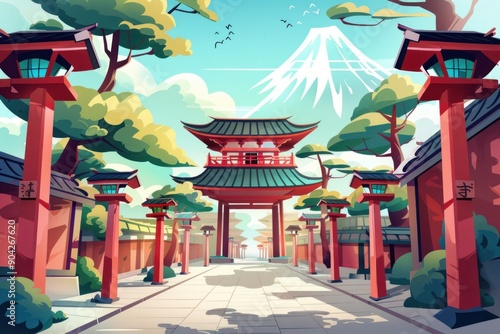 Concept of Japanese culture - Japan, pagoda tower, torii