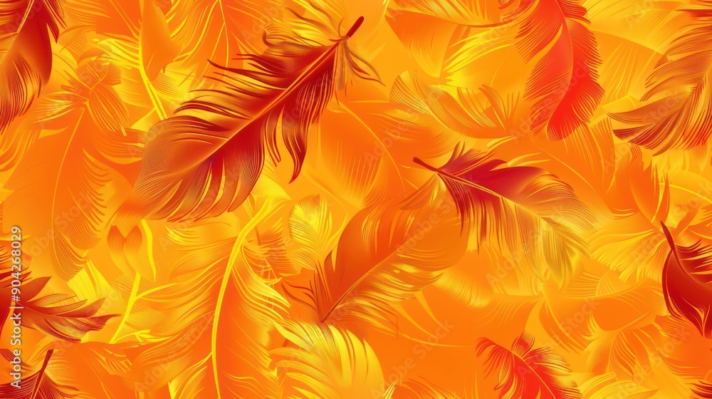 Abstract orange and red feather background. Abstract orange and red feather background.