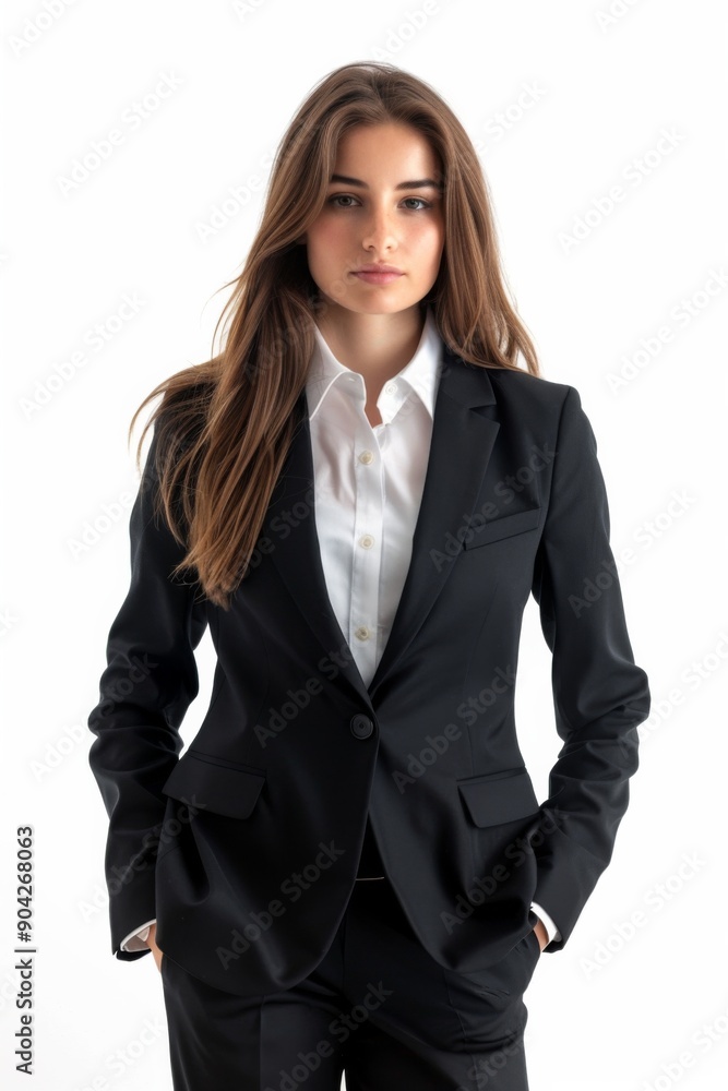 A businesswoman wearing formal suit isolated created with Generative AI A businesswoman wearing formal suit isolated created with Generative AI
