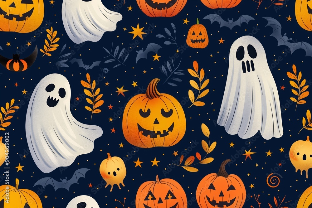 Seamless Halloween Vector Pattern with Festive Elements for Creative Designs and Decorations Seamless Halloween Vector Pattern with Festive Elements for Creative Designs and Decorations
