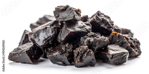 Pure shilajit pieces on white background Generative By AI