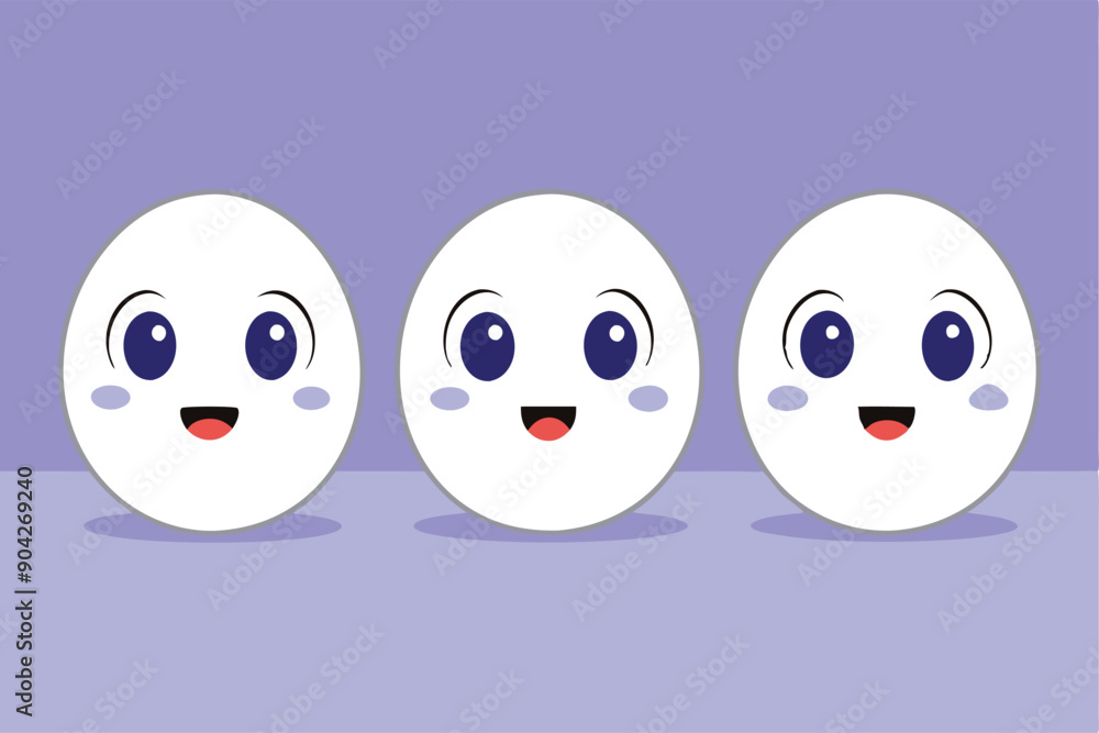 Three Cartoon Eggs With Smiling Faces Three Cartoon Eggs With Smiling Faces