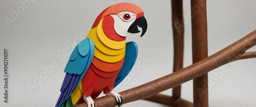 Pride Parrot Perch Close up of a colorful parrot on a perch. photo