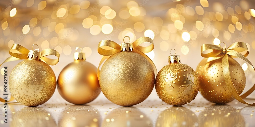 Gold christmas balls with ribbon AI-Created Content Gold christmas balls with ribbon AI-Created Content