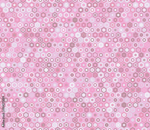 Honeycomb mosaic background. Simple stacked hexagons pattern. Hexagon shapes. Multiple tones color palette. Seamless pattern. Tileable vector illustration.