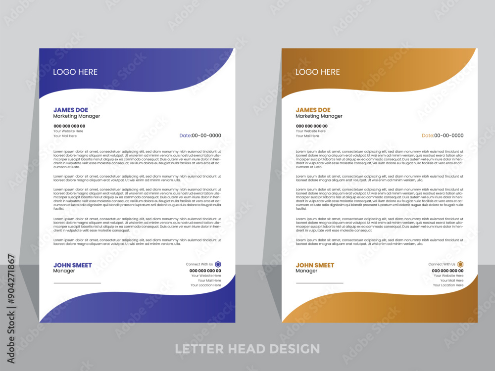 Modern letter head template design. Modern letter head template design.