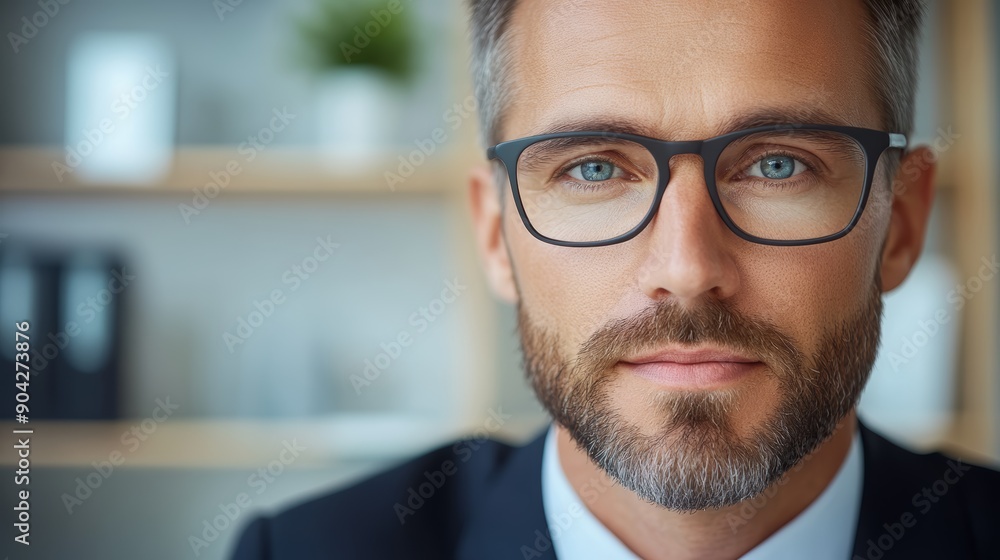 A close-up of a confident sales leader conducting a virtual meeting with international clients, with a well-organized home office background, high-resolution photo, realistic photo A close-up of a confident sales leader conducting a virtual meeting with international clients, with a well-organized home office background, high-resolution photo, realistic photo