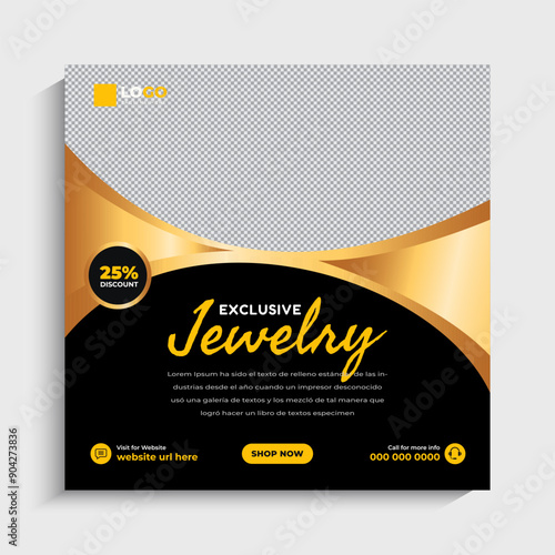 Jewelry social media Instagram post or web banner template design