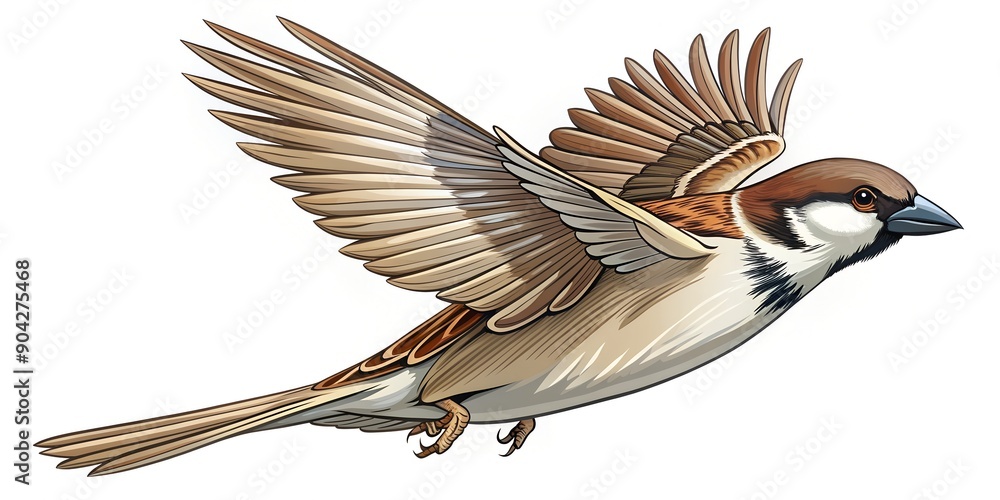 Naklejka premium One line sparrow flies design silhouette Hand drawn minimalism style vector illustration AI-Generated Content