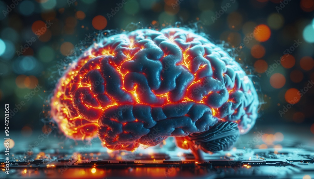 custom made wallpaper toronto digitalbrain visualized as a supercomputer, stunning detail and texture in sharp focus, illuminated by dramatic lighting, with soft bokeh in the background, enhancing the cinematic qua