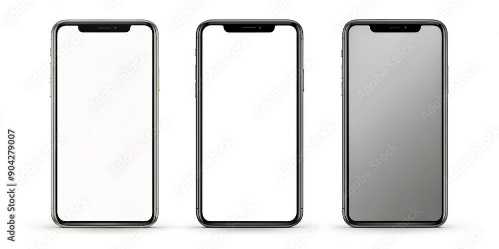 three phones mockup set with blank screen Smartphone isolated on white background Mobile Phone Template Generative AI three phones mockup set with blank screen Smartphone isolated on white background Mobile Phone Template Generative AI