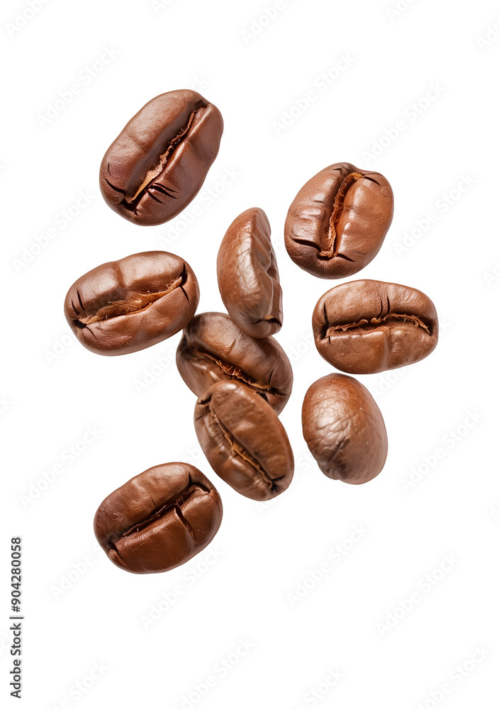 High-Resolution Image of Flying Coffee Beans Isolated on a White Background for Commercial Use High-Resolution Image of Flying Coffee Beans Isolated on a White Background for Commercial Use