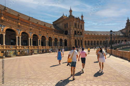 Seville - a city in southern Spain, the capital of the Andalusia region, in the photo a fragment of the Spanish Square