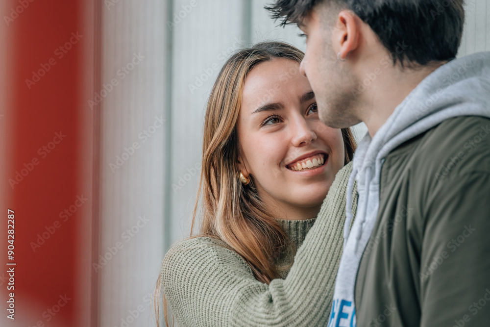 urban young couple on the street urban young couple on the street