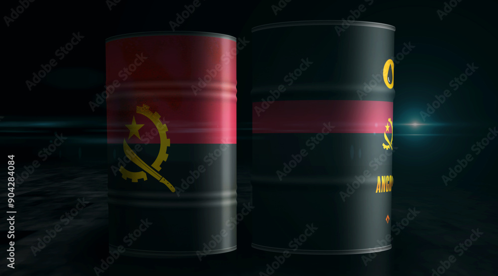 Angola oil crude petroleum fuel barrels in row Angola oil crude petroleum fuel barrels in row