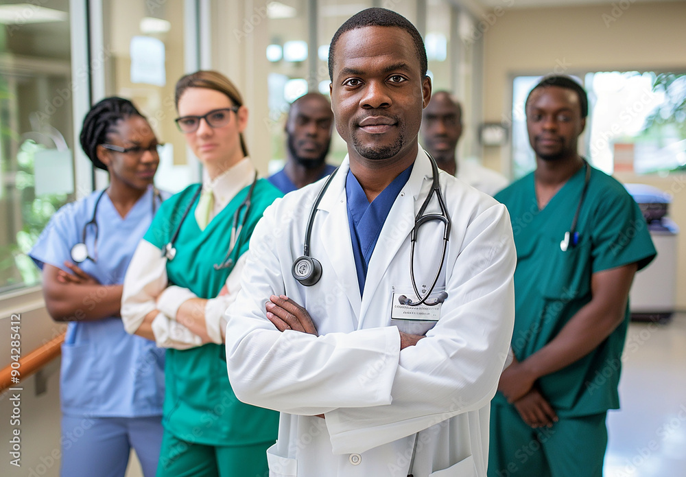 Team of Smiling Medical Professionals with Clipboards Team of Smiling Medical Professionals with Clipboards