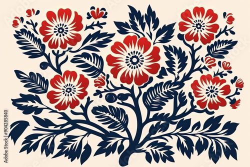 Block Print Woodblock Design 
