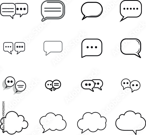 Simple Chat Bubble Icon Set for Communication and Messaging Apps photo