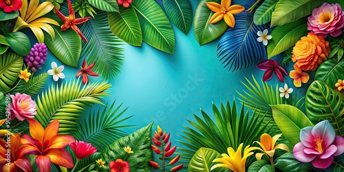 Tropical plants and flowers background Vibrant and colorful flora from a tropical paradise , tropical, plants, flowers