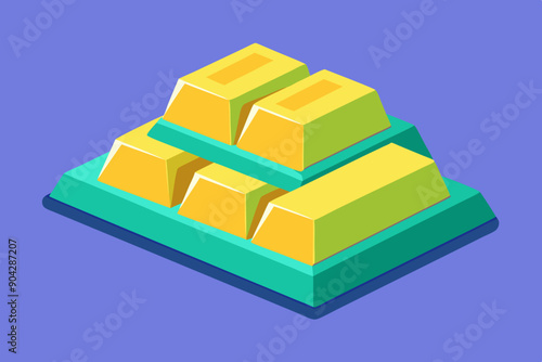 Shiny golden bars on blue background