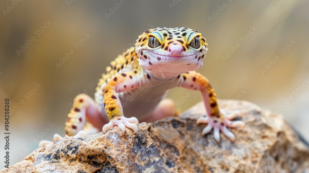 Naklejka premium Leopard Gecko on Rock