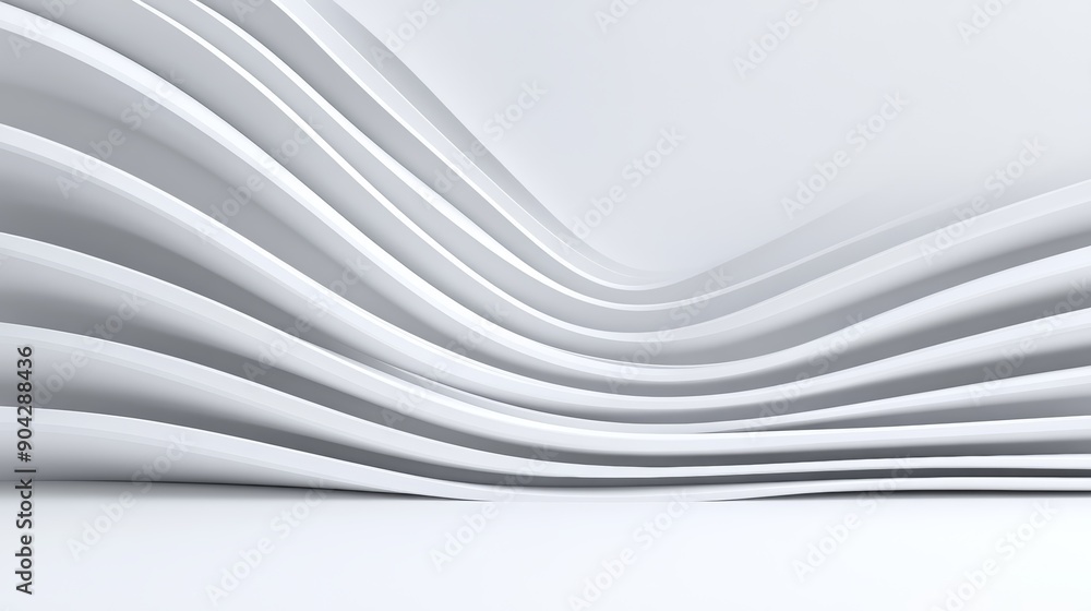 Obraz premium Abstract minimalist design with straight and curved lines on a white background, creating a peaceful and calming visual experience, high-resolution photo, realistic photo
