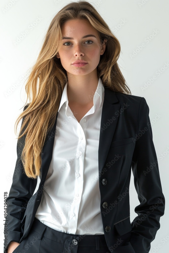 A businesswoman wearing formal suit isolated created with Generative AI A businesswoman wearing formal suit isolated created with Generative AI